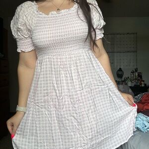 Purple gingham short dress